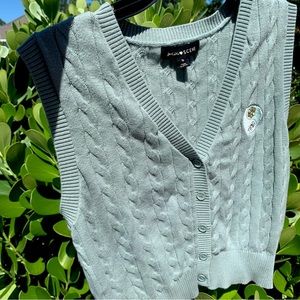 Teal Button-Up Sweater Vest | Social Science